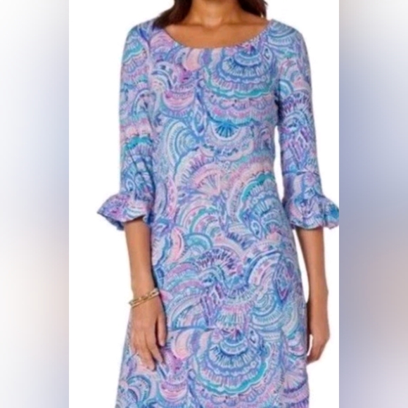 Lilly Pulitzer Dresses & Skirts - Lilly Pulitzer Shift Dress Sz XS UPF 50+ Sophie Ruffle Happy As A Clam Stretch